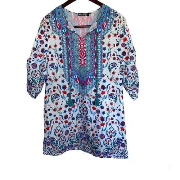 Urban Coco Small Boho Floral Dress Bright Blue Pink - Picture 2 of 5